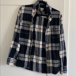 J.Crew navy and white plaid button up